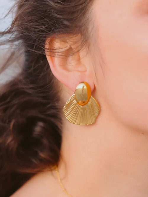 Jasper Textured Leaf Earrings
