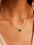 Rose Marble Coin Necklace in Malachite Marble