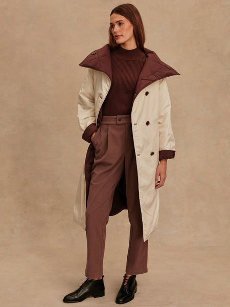 Annalise Reversible Wrap Coat in Deep Mahogany