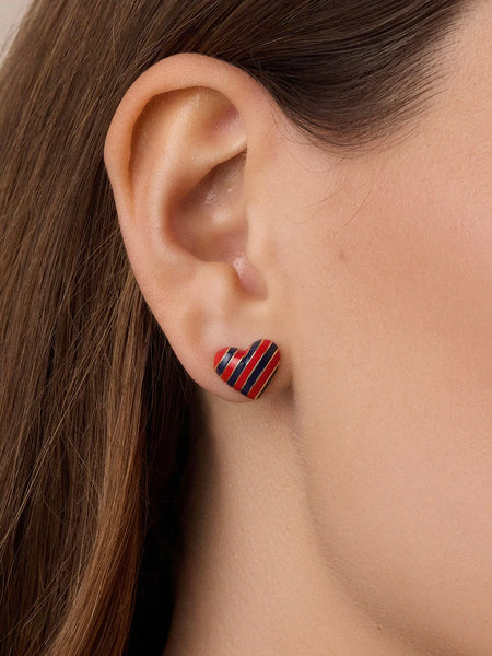 Campbell Enamel Heart Studs in Blue