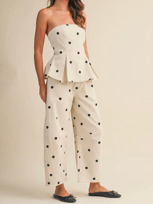 Spot The Difference Set in Ivory Polka Dot