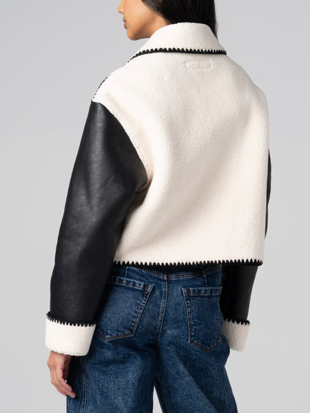Show and Tell Whipstitch Jacket in Black & Cream