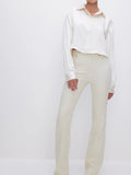 Cropped Satin Shirt in Ivory