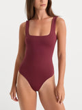 The Sculpting Modern Tank Bodysuit in Berry Noir
