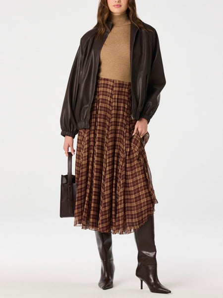 Fiori Skirt in Brown Plaid