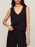 Sloane V-Neck Top in True Black