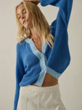 Truly Trimmed Cardigan in Blue