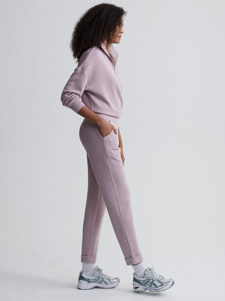 Hawley Half Zip Sweat in Mauve Marl