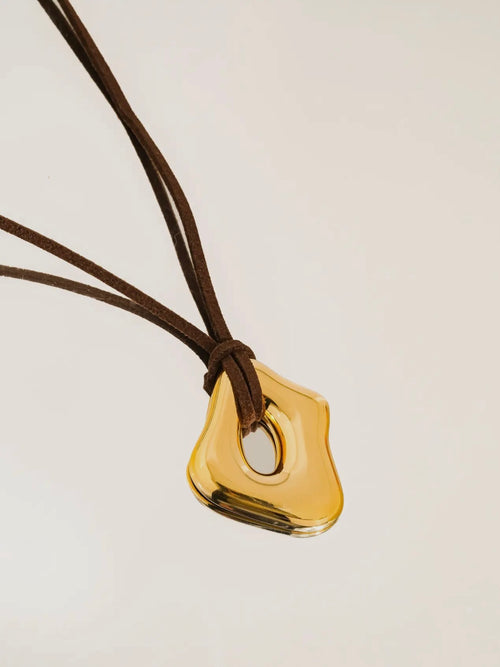 Ceyvan Leather Cord Necklace in Gold