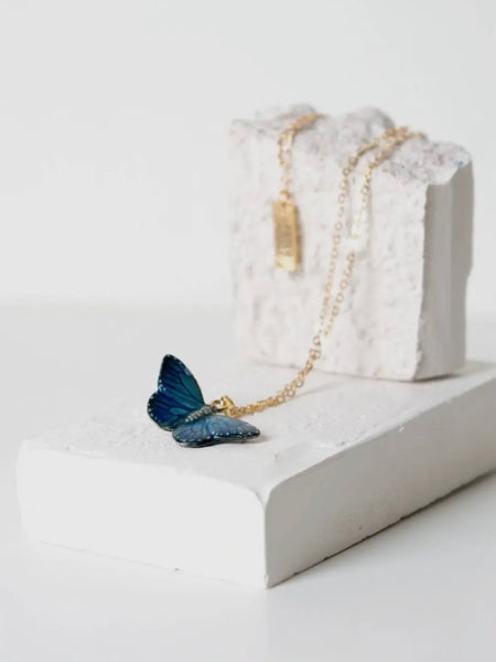 Tiny Flutter Necklace in Blue