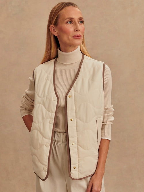 Lori Reversible Gilet in Ash Taupe & Birch