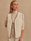 Lori Reversible Gilet in Ash Taupe & Birch
