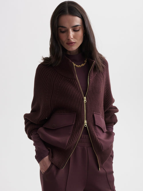 Tessa Knit Jacket in Deep Mahogany