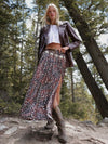 Belted Cheetah Print Maxi Skirt in Brown