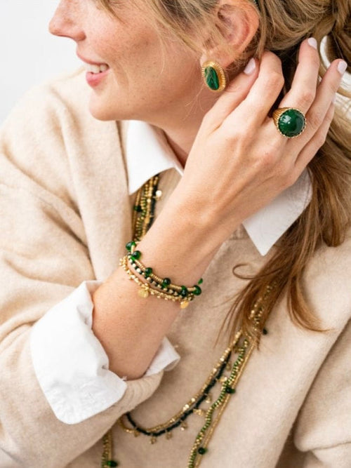 Hope Stretch Bracelet in Kelly Green Glass