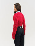 Camille Cable Knit Cardigan in Red