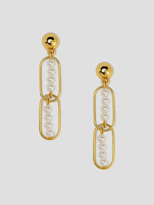Linear Pearl Chain Drop Earrings