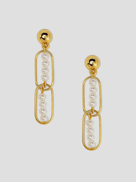 Linear Pearl Chain Drop Earrings