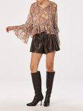 Margaery Top in Brown Floral