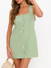 Everly Mini Dress in Green Gingham