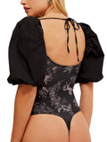 Prairie Rose Bodysuit in Black Combo