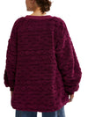 Cable Knit Sweatshirt in Berry Combo