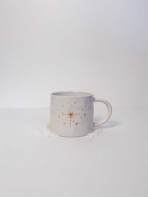 Holiday Top to Bottom Mug in Gold Star