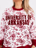 Arkansas Floral Toile Sweatshirt in White & Red