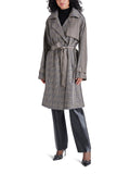Shinely Trench Coat in Grey Plaid