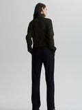 Carmen Rib Knit Zip Through in Dark Olive