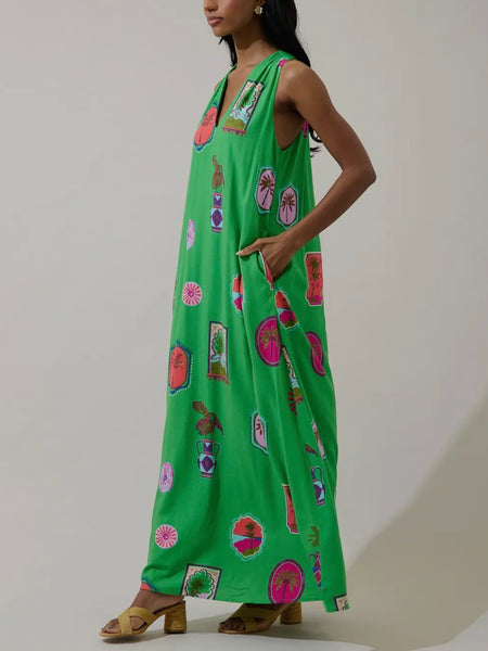 Trinie Halter Maxi Dress in Kelly