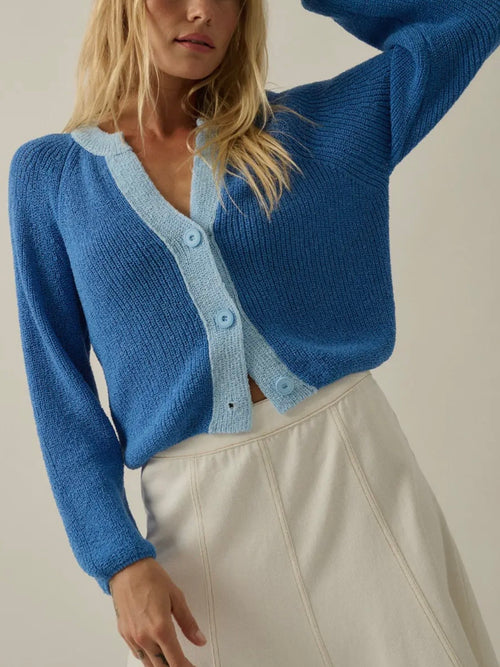 Truly Trimmed Cardigan in Blue
