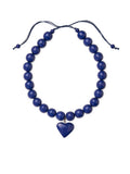Emery Heart & Resin Bead Adjustable Necklace in Navy