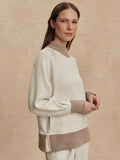Loxley Raglan Boyfriend Sweat in Ivory & Taupe Marl
