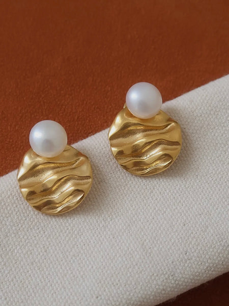 Laurelle Textured Pearl Studs