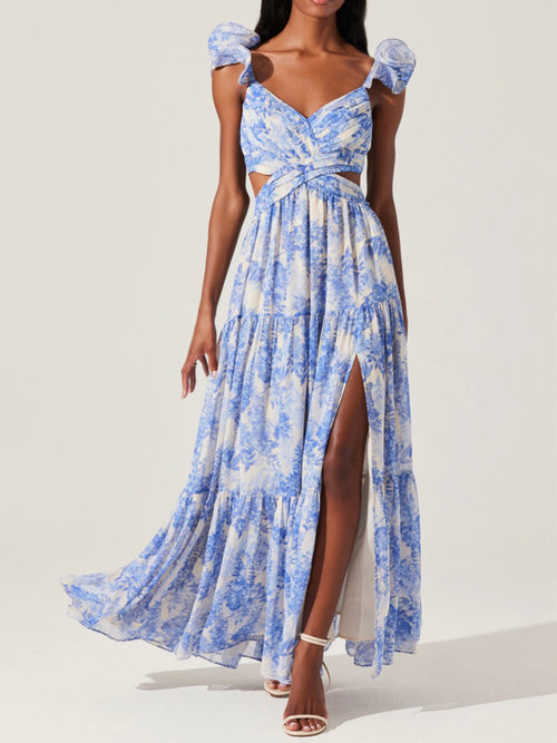 Fritillaria Dress in Blue Floral