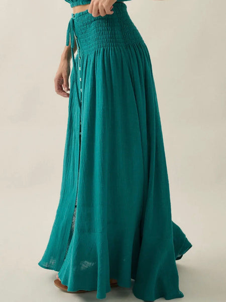 Gauze To Go Maxi Skirt in Tropical Teal