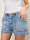 Lite Linen Denim Shorts in Indigo786