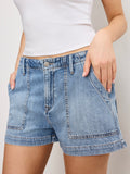 Lite Linen Denim Shorts in Indigo786