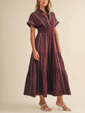 Do Gooder Dress in Burgundy & Pale Blue