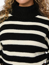 Cropped Turtleneck Sweater in Black & Ivory