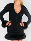Sasha Top in Black Knit Faux Fur