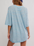 All Love Stripe Pocket Tee in Blissful Blue Combo