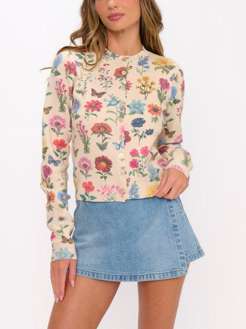 Cafe Cardigan in French Floral Knit