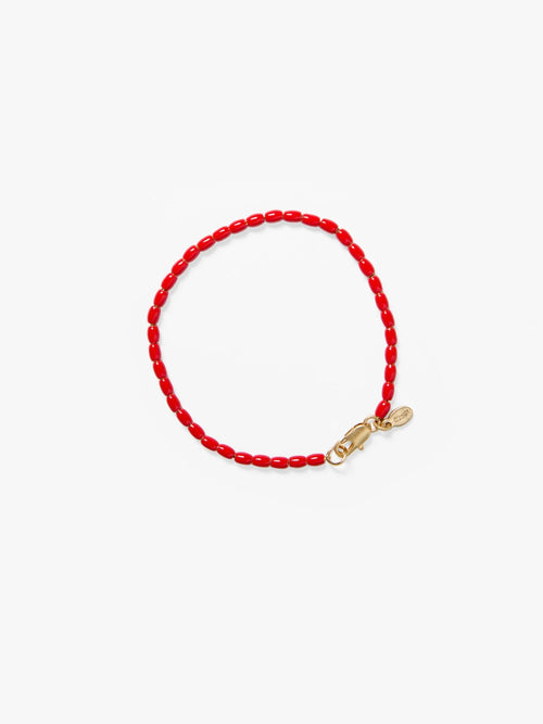 Enamel Barrel Chain Bracelet in Poppy