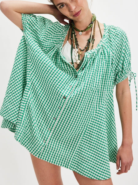 Farley Gingham Tunic in Green Combo