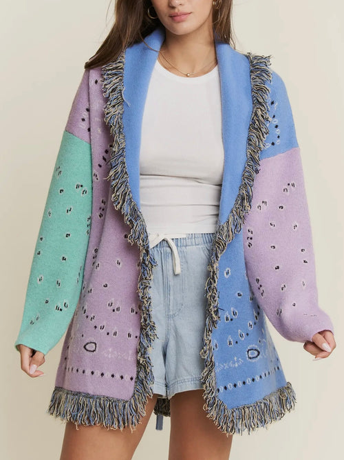 Paisley Party Cardigan in Lavender Combo