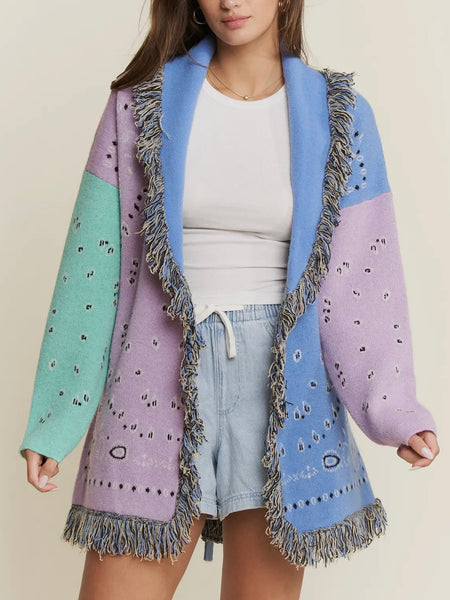 Paisley Party Cardigan in Lavender Combo