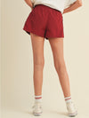 Let There Be Lace Trim Shorts in Burgundy