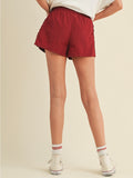 Let There Be Lace Trim Shorts in Burgundy